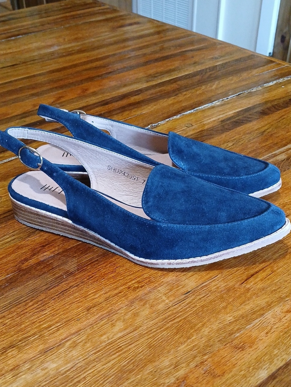 J Jill Suede Slingback Loafers - Navy Blue - 7.5